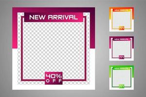 New set of editable minimal banner templates. Suitable for social media posts and web or internet ads. Vector illustration with photo college.