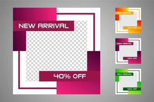 New set of editable minimal banner templates. Suitable for social media posts and web or internet ads. Vector illustration with photo college.