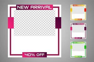 New set of editable minimal banner templates. Suitable for social media posts and web or internet ads. Vector illustration with photo college.