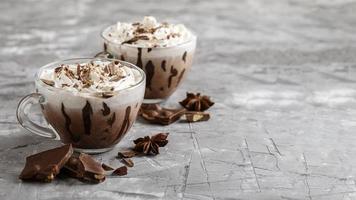 Delicious hot chocolate concept with copy space