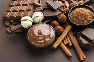 Delicious chocolate spread close up photo