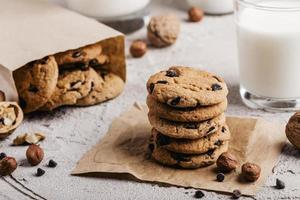 Delicious cookies with glass milk photo
