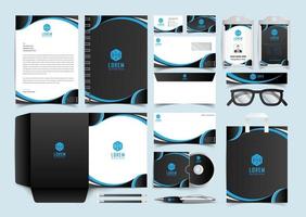 Corporate Identity Set. Black and blue Stationery Template Design Kit. Branding Template Editable Brand Identity pack vector