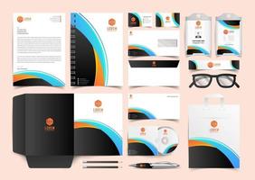 Black Yellow and Blue Corporate Identity Set. Stationery Template Design Kit. Branding Template Editable Brand Identity pack vector