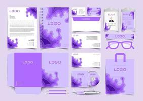 Purple Papercut Corporate Identity Set. Stationery Template Design Kit. Branding Template Editable Brand Identity pack vector