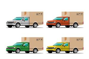 Big isolated vehicle vector colorful icons, flat illustrations of delivery by van through GPS tracking location. delivery vehicle, goods and  food delivery, instant delivery, online delivery.