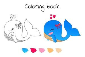 Coloring book for children. Vector. Whale. vector