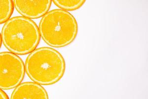 Orange fruit pattern composition. Summer healthy food background.