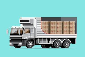 Big isolated delivery vehicle vector icons, flat illustrations of van, logistic commercial transport concept.