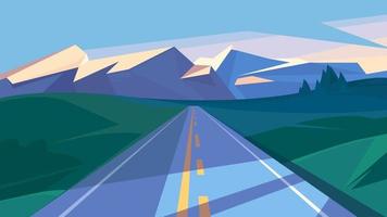 Road leading to the mountains. vector