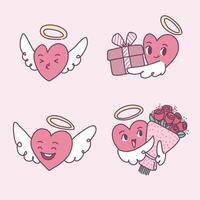 colección de grandes elementos de amor dibujados a mano aislados en concepto de San Valentín, ilustración vectorial plana para tarjetas de invitación del día de San Valentín y decoración de páginas vector