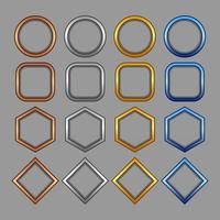 Icons set for isometric game elements, colorful isolated vector illustration of Rank avatar frames for abstract flat game concept