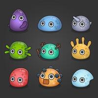 Icons set for isometric game elements, colorful isolated vector illustration of Monster normal slimes for abstract flat game concept