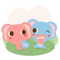 Big isolated hand drawn cartoon vector character design animal couple in love, doodle style Valentine concept flat vector illustration