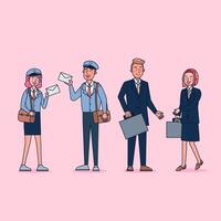 Collection of big set isolated various occupations or profession people wearing professional uniform, flat vector illustration.