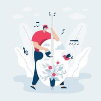 músico haciendo plantilla web de música, plantilla web de pantalla de estilo de dibujos animados para teléfono móvil, página de destino, plantilla, interfaz de usuario, web, aplicación móvil, cartel, banner, ilustración vectorial plana vector