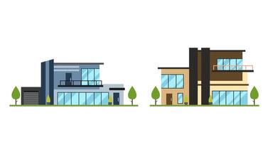 Conjunto de conjunto de diferentes estilos de casas residenciales vector plano