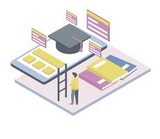 Isometric of Teenagers Learning online concept vector