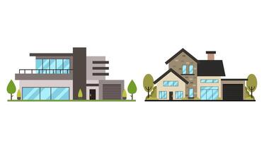 Set of Set of different styles residential houses flat vector