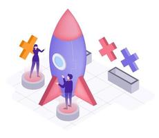 The isometric Business that offers fast service like a rocket For the era of trade without borders vector