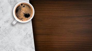 taza de café en la mesa mesa de madera foto