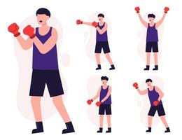 conjunto de entrenamiento de personas sanas en vector de personajes de dibujos animados