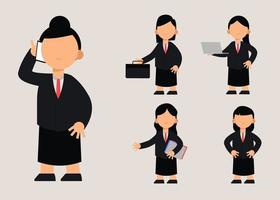 set of business person in cartoon character  with different actions  vector illustratio