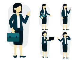 Set of working woman in cartoon charactor vector illustration