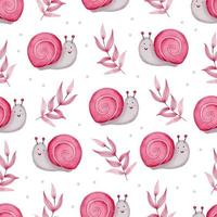 Valentine seamless pattern with snail, branches. Perfect for wallpaper, web page background, textile, greeting cards and wedding invitations vector