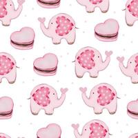 Valentine seamless pattern with cake, elephant. Perfect for wallpaper, web page background, textile, greeting cards and wedding invitations vector