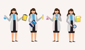 conjunto de técnico médico femenino en vector plano de personaje de dibujos animados