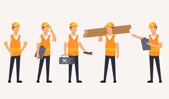 Builder man in cartoon style Royalty Free Vector Image