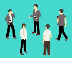 Isometric men set.,Business people isometric set of men on a light background., Businessmen in different poses, front view, rear view. Vector illustration, 3d illustration, 3d rendering