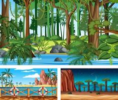 Set of different nature horizontal scenes vector