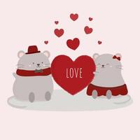 vector illustration of mouse with heart illustration. two mouse getting closer to each other. flat design mouse. animal wallpaper.