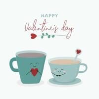 taza con línea de corazón e icono sólido. Ilustración romántica de la taza de café aislada en blanco. Taza de bebida caliente con un diseño de estilo de contorno humeante en forma de corazón. vector