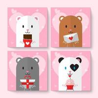 feliz dia del amor. conjunto de lindas tarjetas creativas con divertidos gatos enamorados. plantillas de diseño de vectores para tarjetas de San Valentín, tarjetas de felicitación y regalo, folletos, carteles.