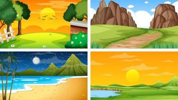 Four different scene of nature park and forest vector