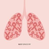 día mundial del cáncer de pulmón. hermosa ilustración vectorial con icono de pulmones. imagen editable en colores rojo y esmeralda útil para el diseño de carteles, folletos o pancartas. vector