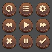 Dark set of game stone button elements and progress-bar, bright and different forms of buttons for games and app. vector