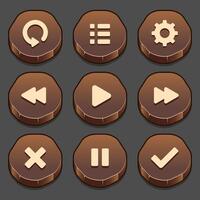 Dark set of game stone button elements and progress-bar, bright and different forms of buttons for games and app. vector