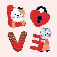 ilustración vectorial de amante de los gatos. diseño de personajes, pareja de San Valentín de gato. vector