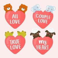 Various kind of animal are ready to celebrate happy valentine day. with heat and love vector