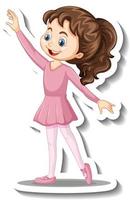 Cartoon character sticker with a girl dance ballet vector