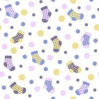 Seamless Pattern with Children's Socks and Dots vector