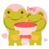 Cute animal in love, proposal in valentine love, I love you, transparent love and background. vector