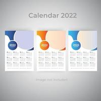 2022 Colorful Business one page wall Calendar Template Set vector