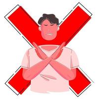 vector illustration people showing sign of rejection and stop