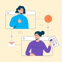 flat vector business smart working and working online any workplace concept