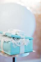 wedding cake with turquoise cakes photo